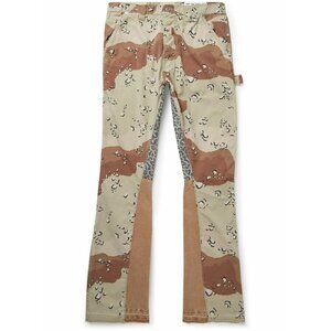 Gallery Dept LA Flare Slim Fit Ripstop Trousers in Brown Chocolate Chip